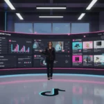 Professional London TikTok Shop studio scene with expert reviewing TikTok dashboards and UK icons, with The Shard in the background.