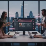 UK creators in a London studio refining TikTok Shop product titles with TikTok UI elements and keyword tools on screen.