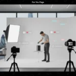 Modern London TikTok Shop studio with product on white set, pro lighting and TikTok UI icons highlighting product image rules.