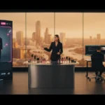 TikTok LIVE studio in London with host presenting products and on-screen UK shop UI driving sales and engagement