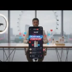 UK TikTok LIVE studio showing flash deal countdown, pinned product and £ pricing driving urgency in a London setting.