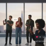 TikTok Shop UGC creators filming products in a London studio with UI overlays, showcasing UK eCommerce strategy