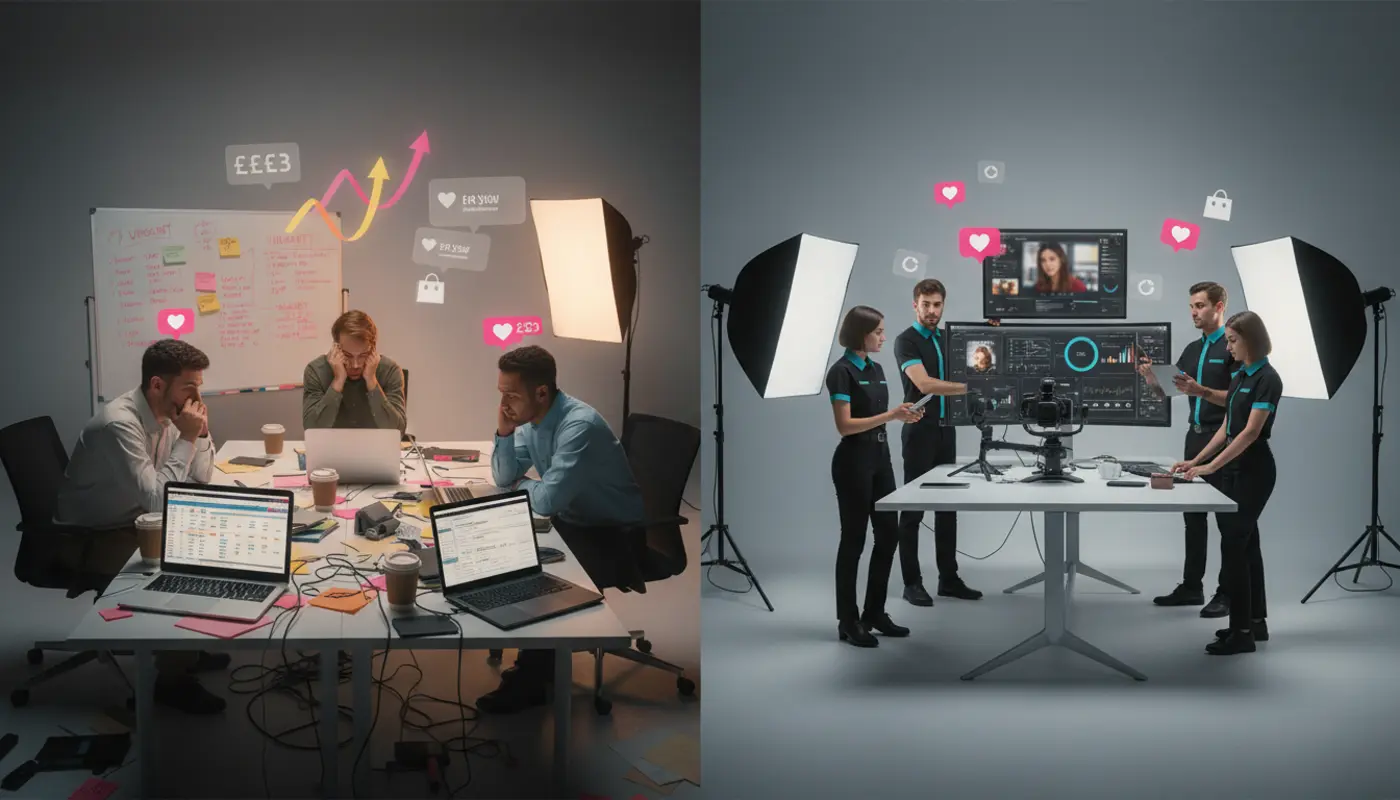 TikTok Shop UK in-house vs managed service cost comparison with teams and performance contrast