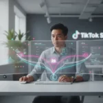 TikTok Shop attribution analysis in a UK office with dashboards, sales data and marketing touchpoints visualised.