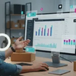 UK TikTok Shop seller analysing fees, costs and ecommerce data in a modern studio workspace.