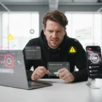 UK TikTok Shop seller facing dashboard errors and loading issues in a modern studio setup.