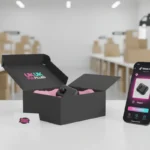 TikTok Shop UK unboxing scene with branded packaging, smartphone order screen and fulfilment studio background.