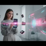 UK shopper using TikTok Shop app with vouchers and live deals on smartphone in a bright modern setting.