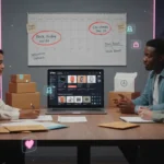 UK team planning TikTok Shop peak season strategy with products, calendar and TikTok-style shopping visuals.
