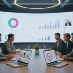 UK marketing team managing TikTok ads and TikTok Shop campaigns with analytics and content strategy visuals.