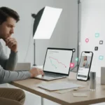 UK TikTok Shop seller reviewing low sales analytics with product listings and TikTok interface elements.