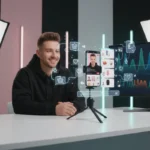 TikTok Shop live selling setup in UK studio showing real-time shopping data and personalised product suggestions.