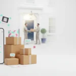 TikTok Shop delivery tracking on a smartphone with parcels in a clean UK ecommerce setting