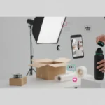UK TikTok Shop seller filming product videos for ecommerce growth in a bright studio.
