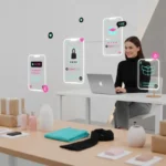 UK TikTok Shop marketing dashboard with products, creators and social commerce icons