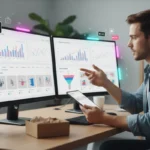 UK TikTok Shop seller reviewing sales dashboard analytics for orders, revenue and product performance.
