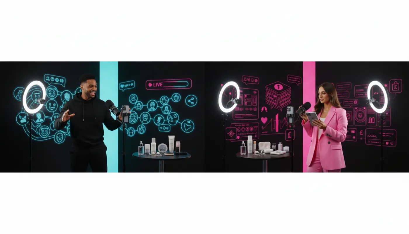 TikTok Live Battle studio for UK sellers with TikTok Shop products and sales icons