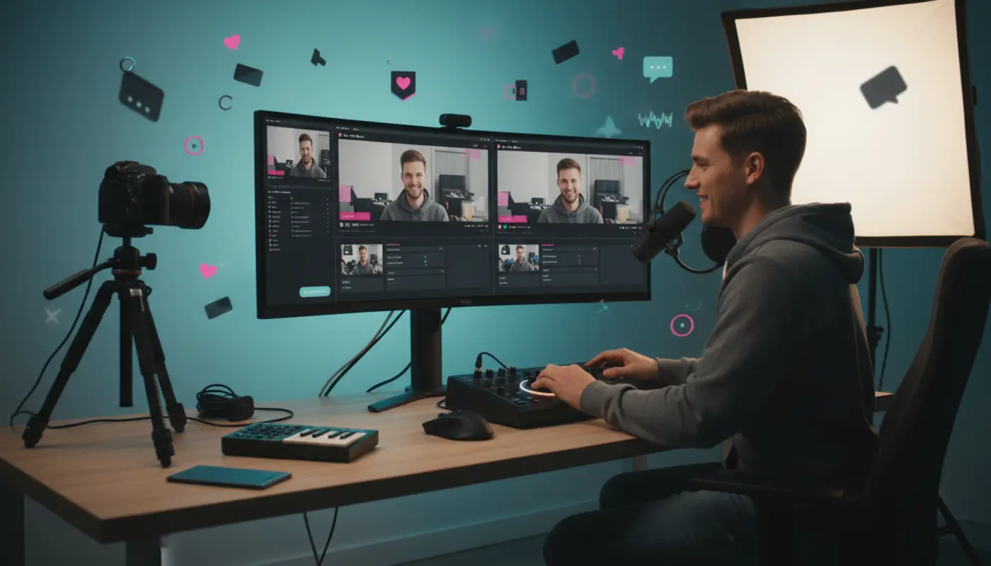 UK TikTok creator setting up dual layout in TikTok Live Studio