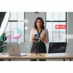 UK TikTok creator preparing to go live in a professional studio setup