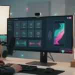 UK TikTok creator streaming live from a PC in a clean desktop studio setup