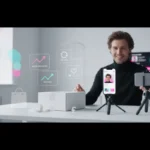 UK TikTok Shop creator filming a refundable sample with sales tracking and refund visuals.