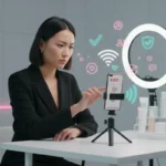 UK TikTok creator troubleshooting LIVE access in a professional studio setup
